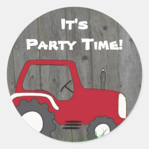 Red Tractor Party Envelope Seals