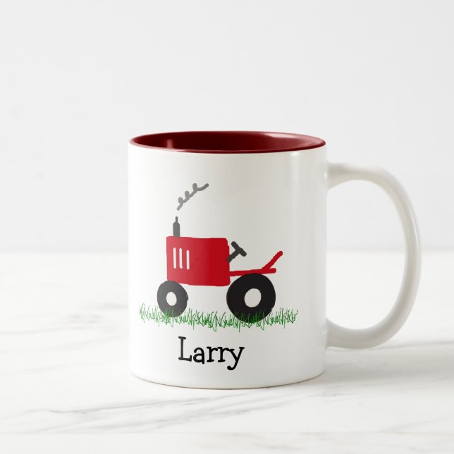 Red Tractor Personalised Mug (Right)