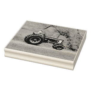 Red Tractor Rubber Stamp