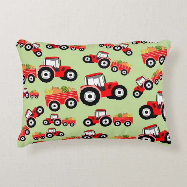 Red Tractor Truck Farm Produce  Decorative Cushion (Front)