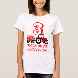 Red Tractor Truck Farm Produce Mummy Birthday Boy T-Shirt