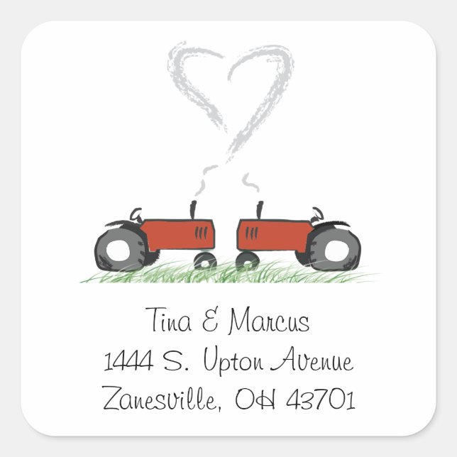 Red Tractor Wedding Envelope Seal (Front)