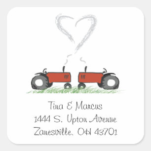 Red Tractor Wedding Envelope Seal