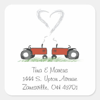 Red Tractor Wedding Envelope Seal
