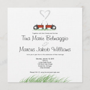 Red Tractor Wedding Invitation