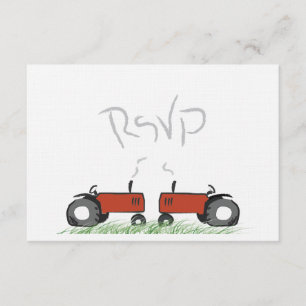 Red Tractor Wedding RSVP Card