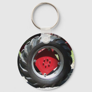 red tractor wheel key ring