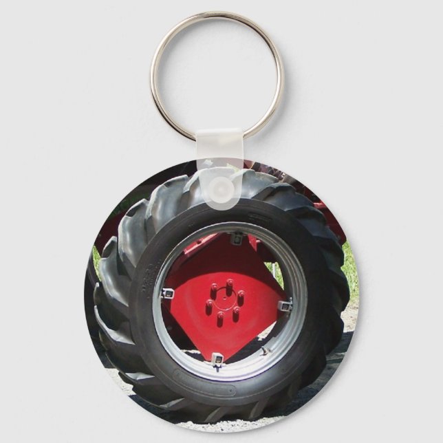 red tractor wheel key ring (Front)
