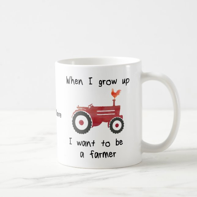 Red Tractor with chicken-I want to be a farmer. Coffee Mug (Right)