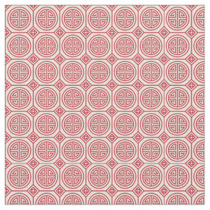 Red Traditional Geometric Chinese Pattern Fabric
