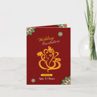 Red Traditional Indian Wedding Invitation Card
