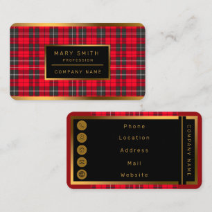 Red Traditional Plaid Tartan Modern Collection Business Card