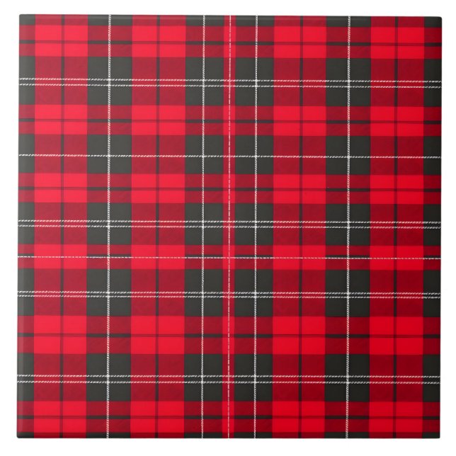 Red Traditional Plaid Tartan Modern Collection Tile (Front)