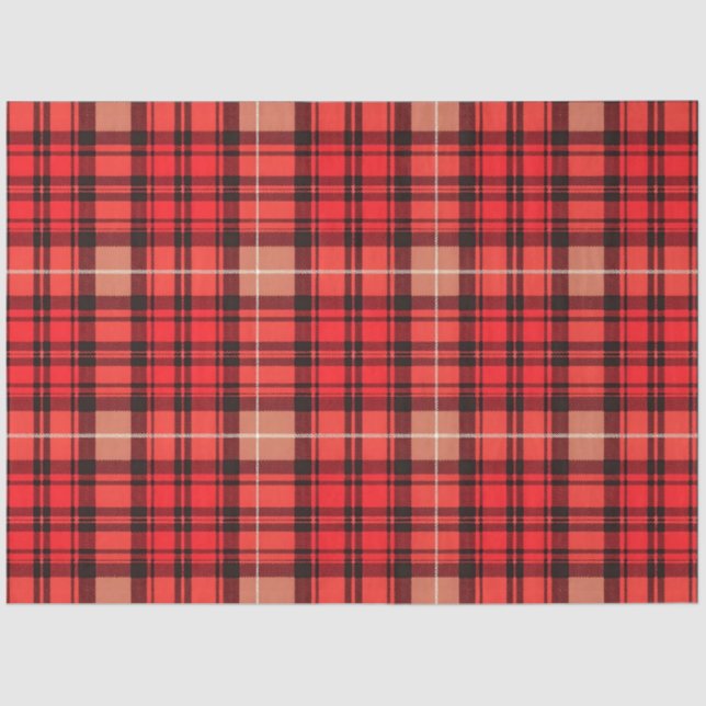 Red Traditional Plaid Tartan Trendy Collection Tissue Paper (Front)
