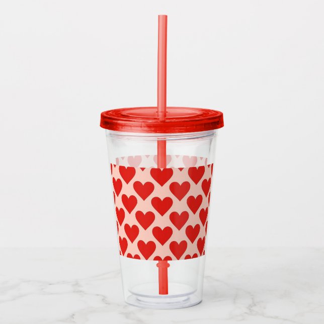 Red, traditional Valentine's day heart Acrylic Tumbler (Front)