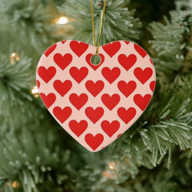Red, traditional Valentine's day heart Ceramic Tree Decoration (Tree)