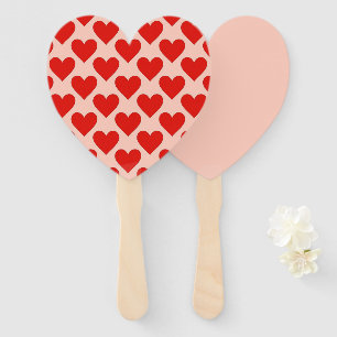 Red, traditional Valentine's day heart Hand Fan
