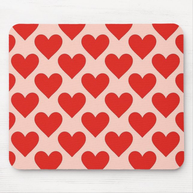 Red, traditional Valentine's day heart Mouse Mat (Front)