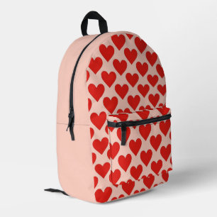 Red, traditional Valentine's day heart Printed Backpack