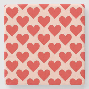 Red, traditional Valentine's day heart Stone Coaster
