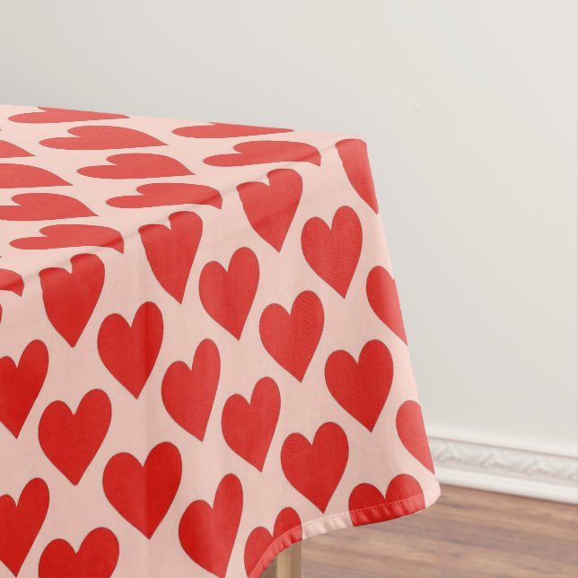 Red, traditional Valentine's day heart Tablecloth (In Situ)