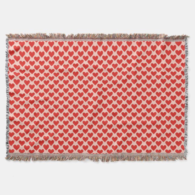 Red, traditional Valentine's day heart Throw Blanket (Front)