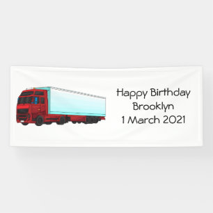 Red trailer truck illustration banner