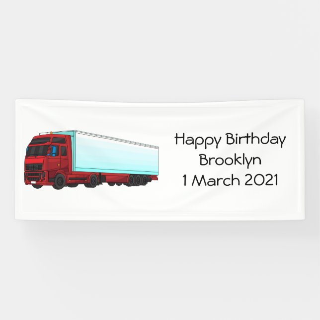 Red trailer truck illustration banner (Horizontal)