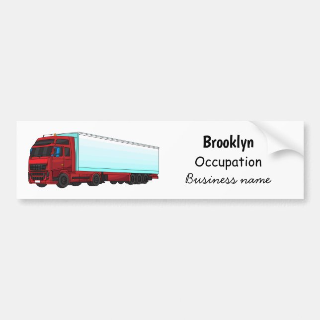 Red trailer truck illustration bumper sticker (Front)