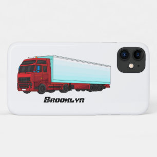 Red trailer truck illustration iPhone 11 case