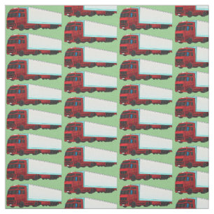 Red trailer truck illustration fabric