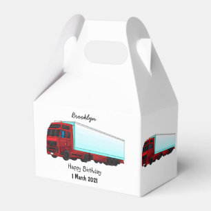 Red trailer truck illustration favour box