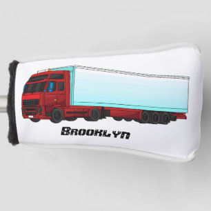 Red trailer truck illustration golf head cover