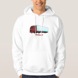 Red trailer truck illustration hoodie