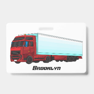 Red trailer truck illustration ID badge