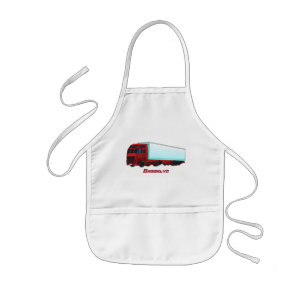 Red trailer truck illustration kids apron