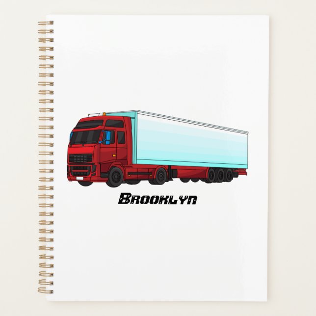 Red trailer truck illustration  planner (Front)