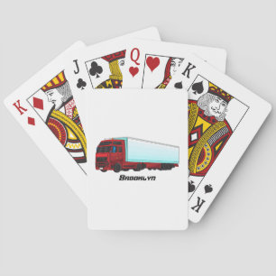 Red trailer truck illustration playing cards