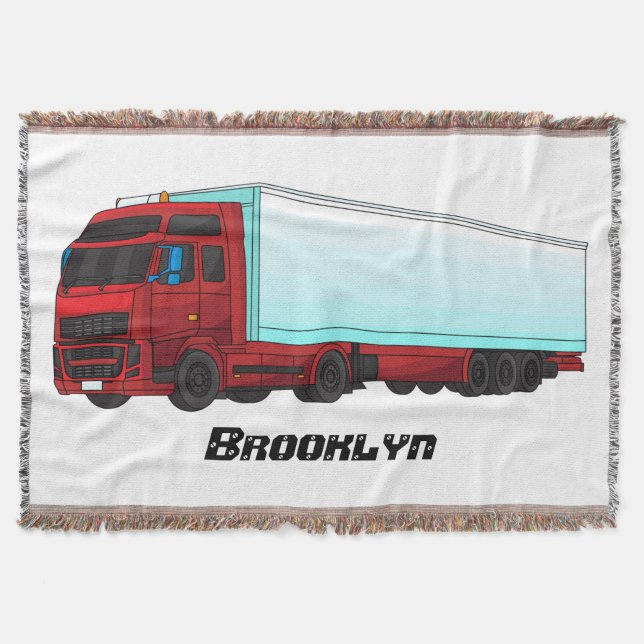 Red trailer truck illustration  throw blanket (Front)