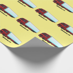 Red trailer truck illustration  wrapping paper