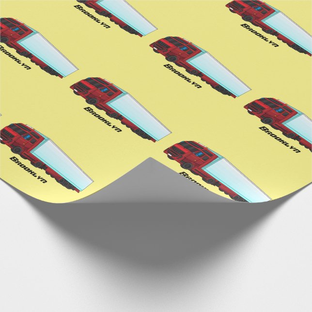 Red trailer truck illustration  wrapping paper (Corner)