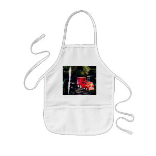 Red train and icicle kids apron