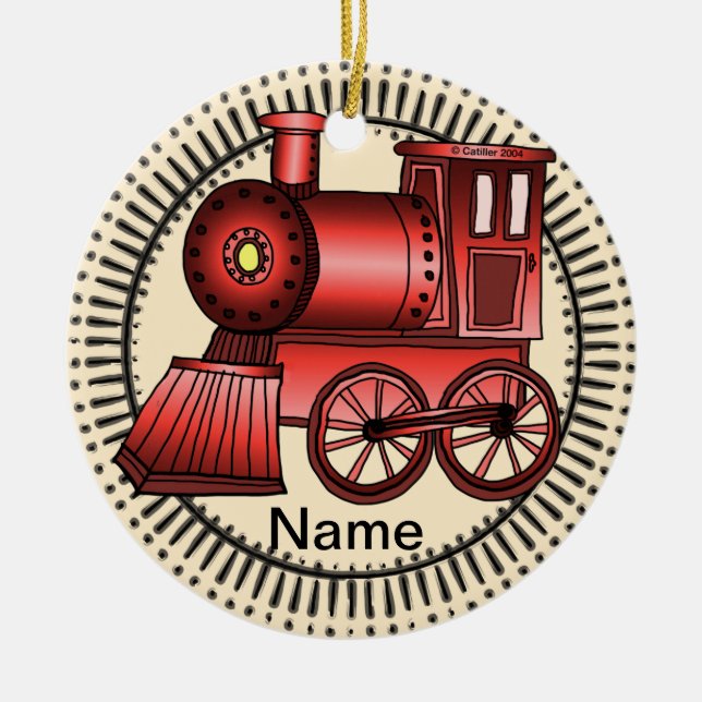 Red Train Ceramic Tree Decoration (Front)
