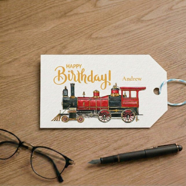 Red Train Happy Birthday Gift Tags (Red Train Happy Birthday Gift Tags)