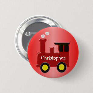 Red Train Just Add Name 6 Cm Round Badge