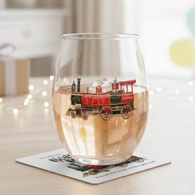 Red Train Stemless Wine Glass (Red Train Stemless Wine Glass)