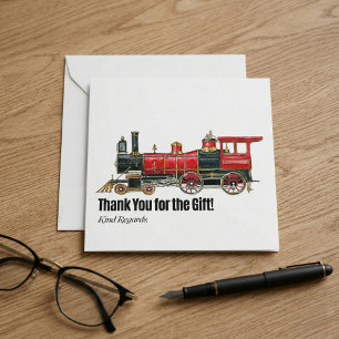 Red Train Thank You Card