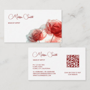 Red Transparent Flowers Business Card