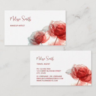 Red Transparent Flowers Business Card