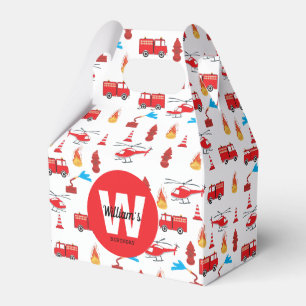 Red Transport Fire Truck Engine Birthday Party Favour Box